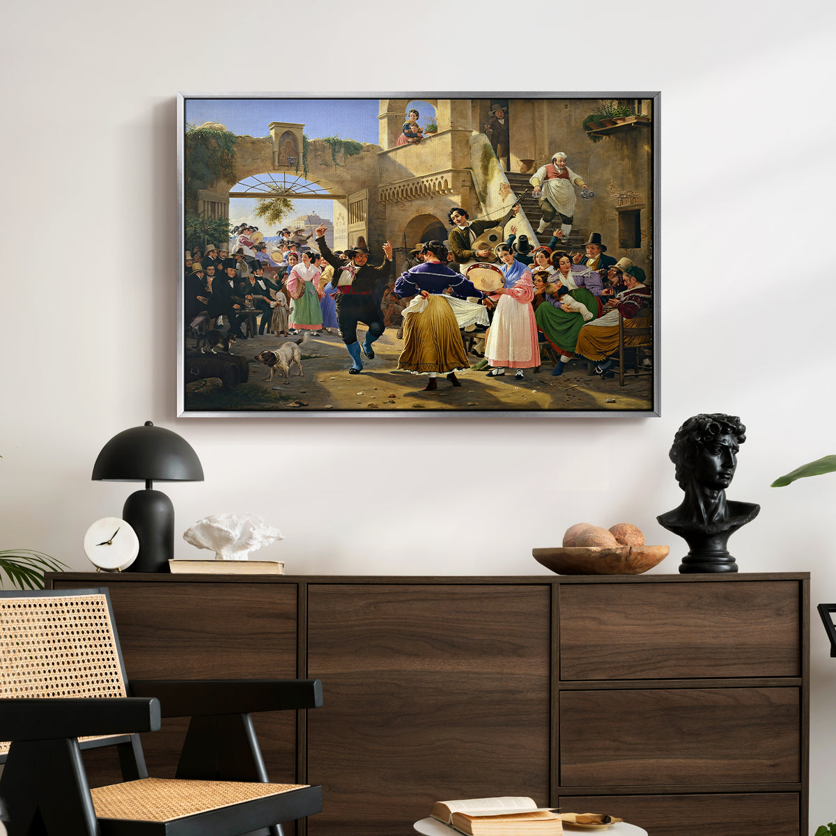 Romans Gathered for Merriment at an Osteria, 1839 - Floater Framed Canvas Print