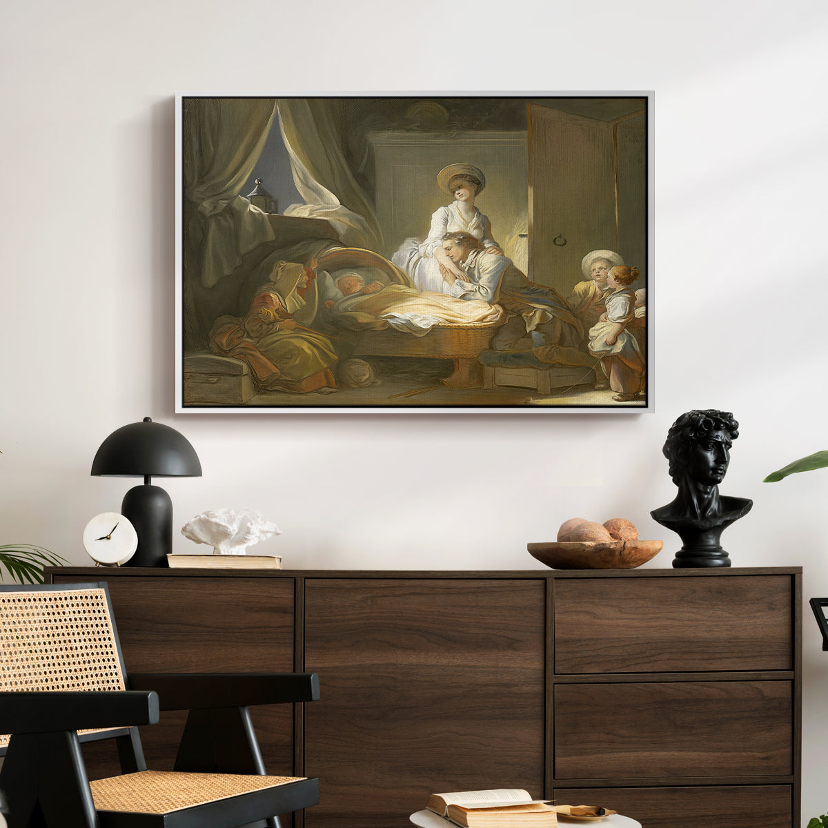 The Visit to the Nursery, c. 1775 - Floater Framed Canvas Print