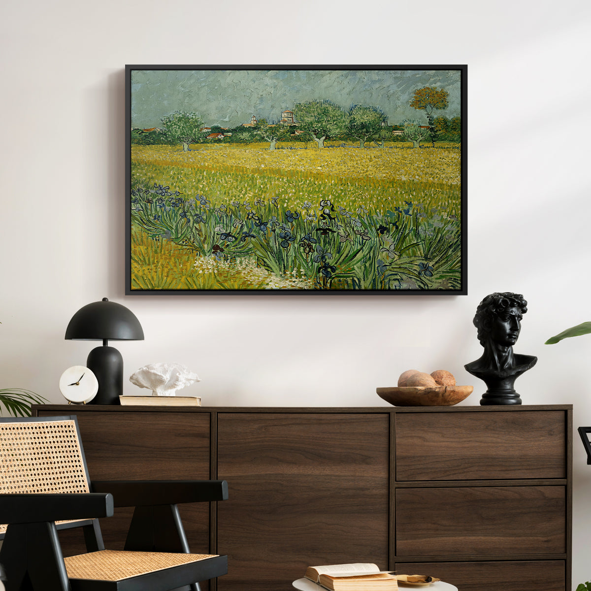 Field with Irises near Arles, 1888 - Floater Framed Canvas Print