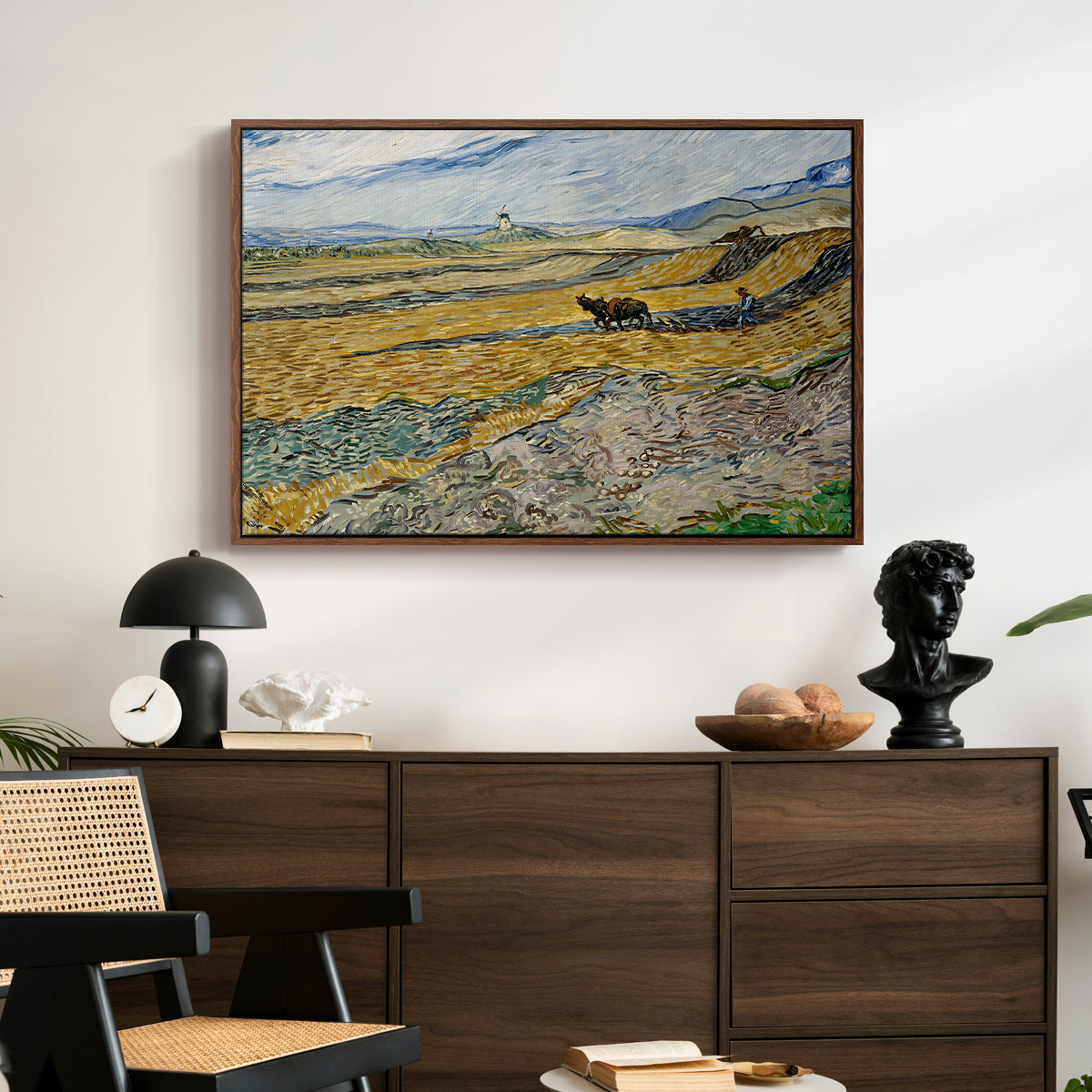 Enclosed Field with Ploughman, 1889 - Floater Framed Canvas Print