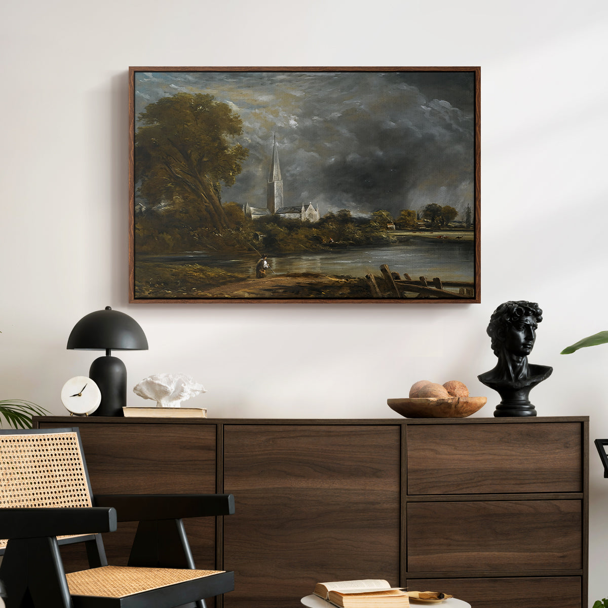 Salisbury Cathedral from the Meadows, c. 1831 - Floater Framed Canvas Print