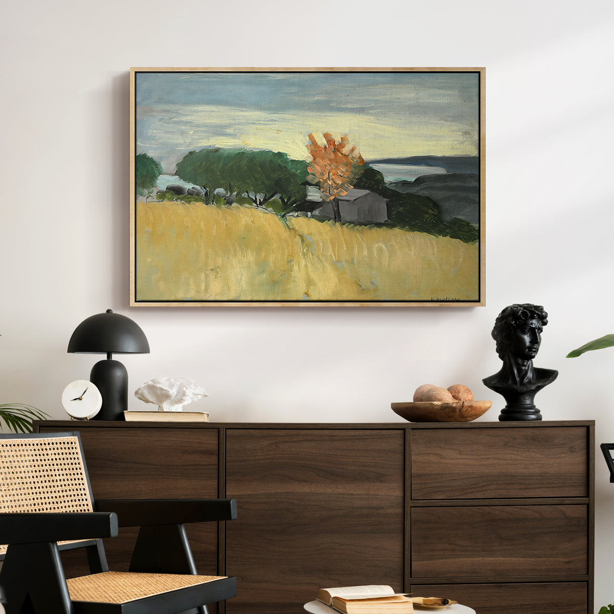 Fields of Wheat in Cagnes, 1918 - Floater Framed Canvas Print