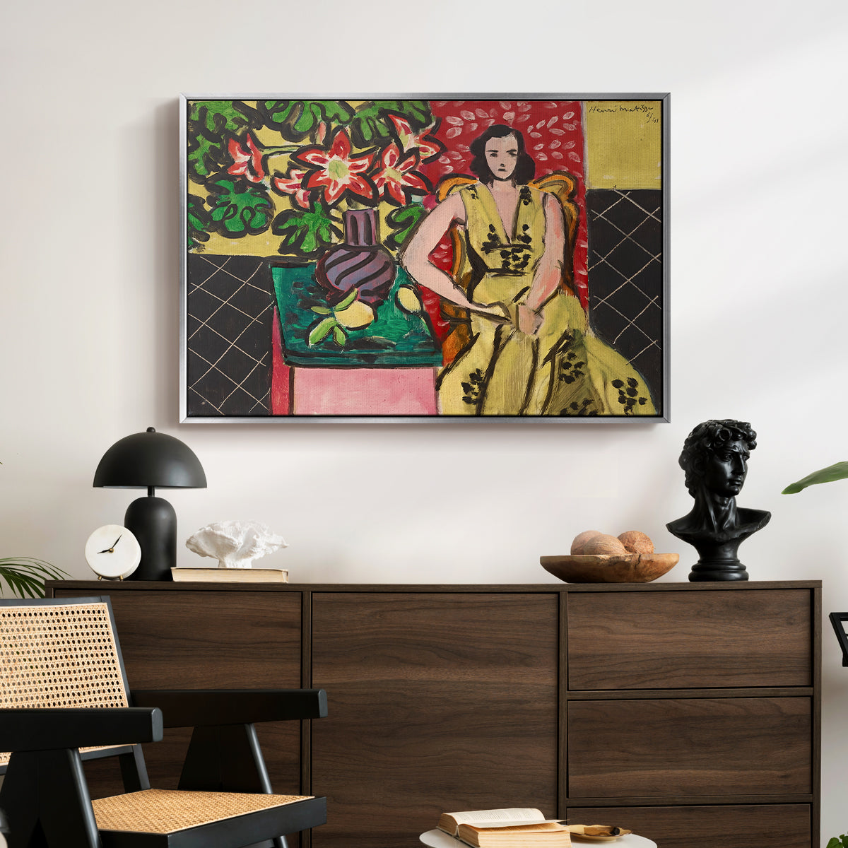 Seated Woman with a Vase of Amaryllis, 1941 - Floater Framed Canvas Print