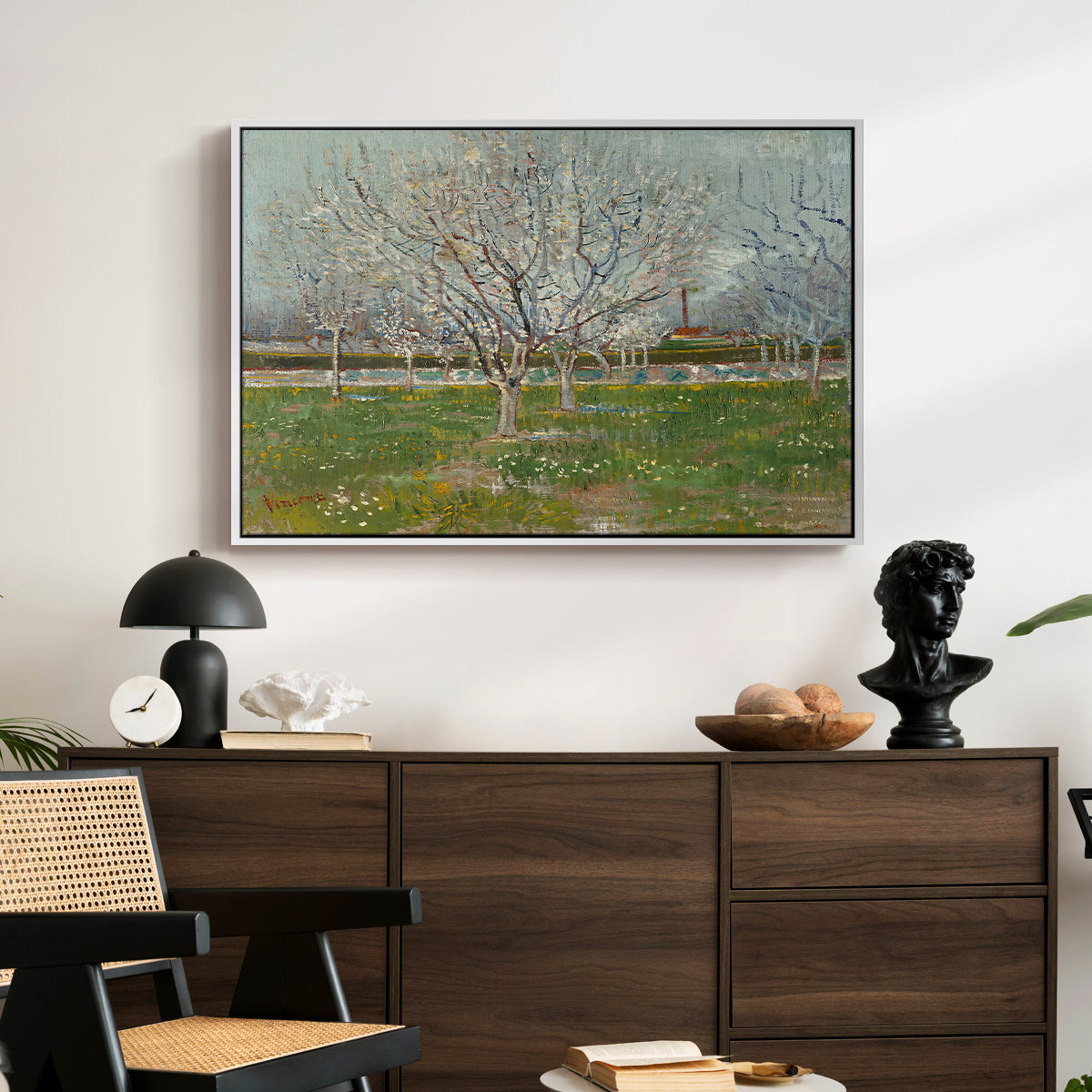 Orchard in Blossom (Plum Trees), 1888 - Floater Framed Canvas Print