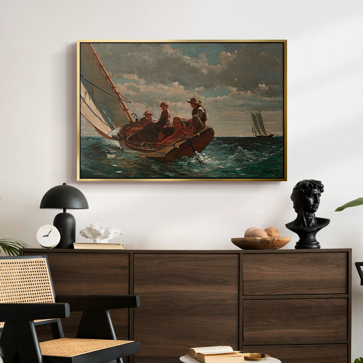 Breezing Up (A Fair Wind), 1873-1876 - Floater Framed Canvas Print