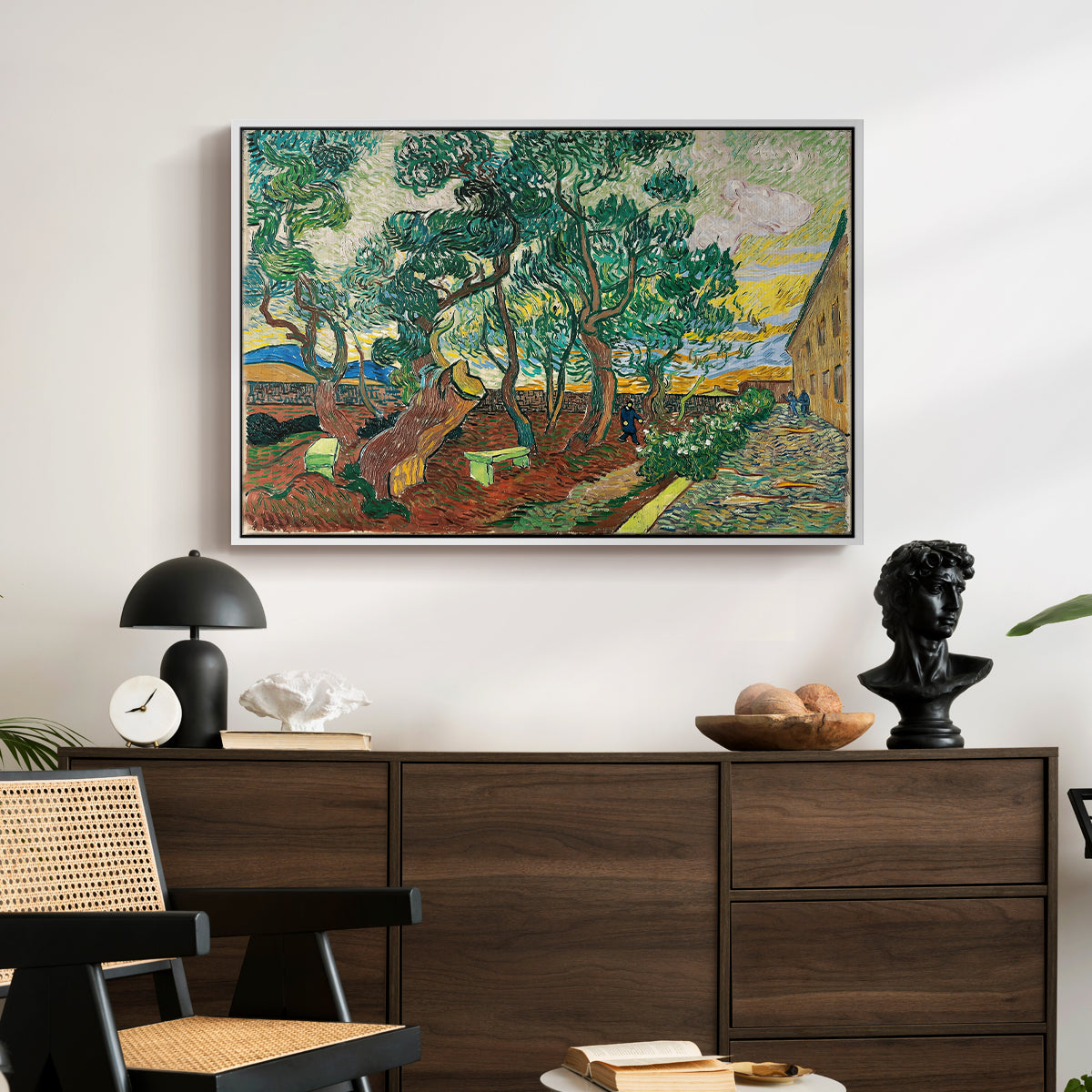 The Garden of Saint-Paul Hospital, 1889 - Floater Framed Canvas Print