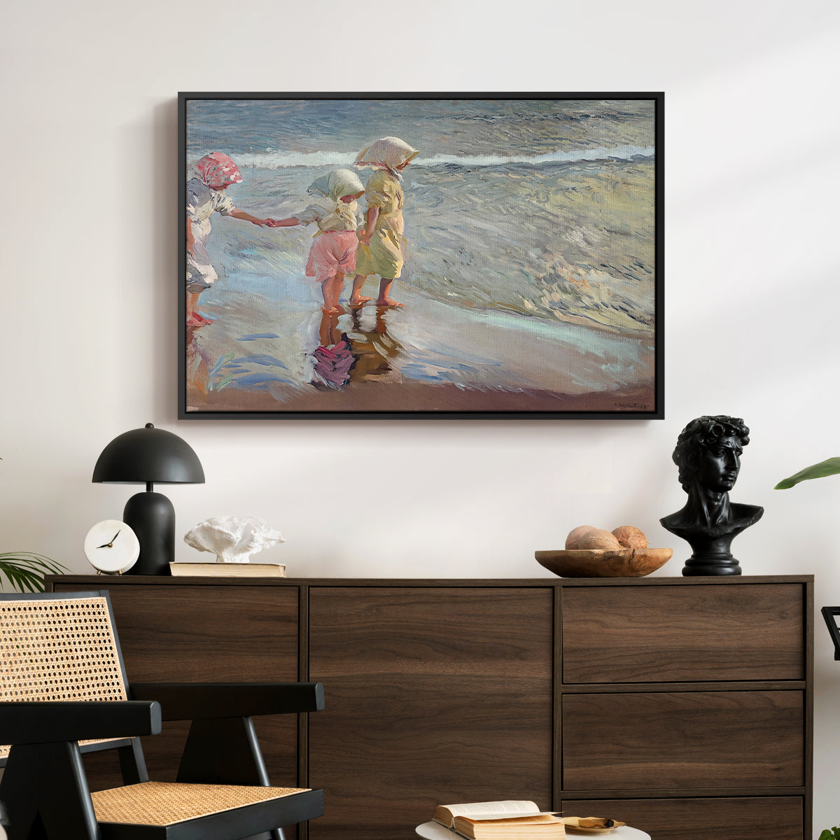 The Three Sisters on the Beach, 1908 - Floater Framed Canvas Print