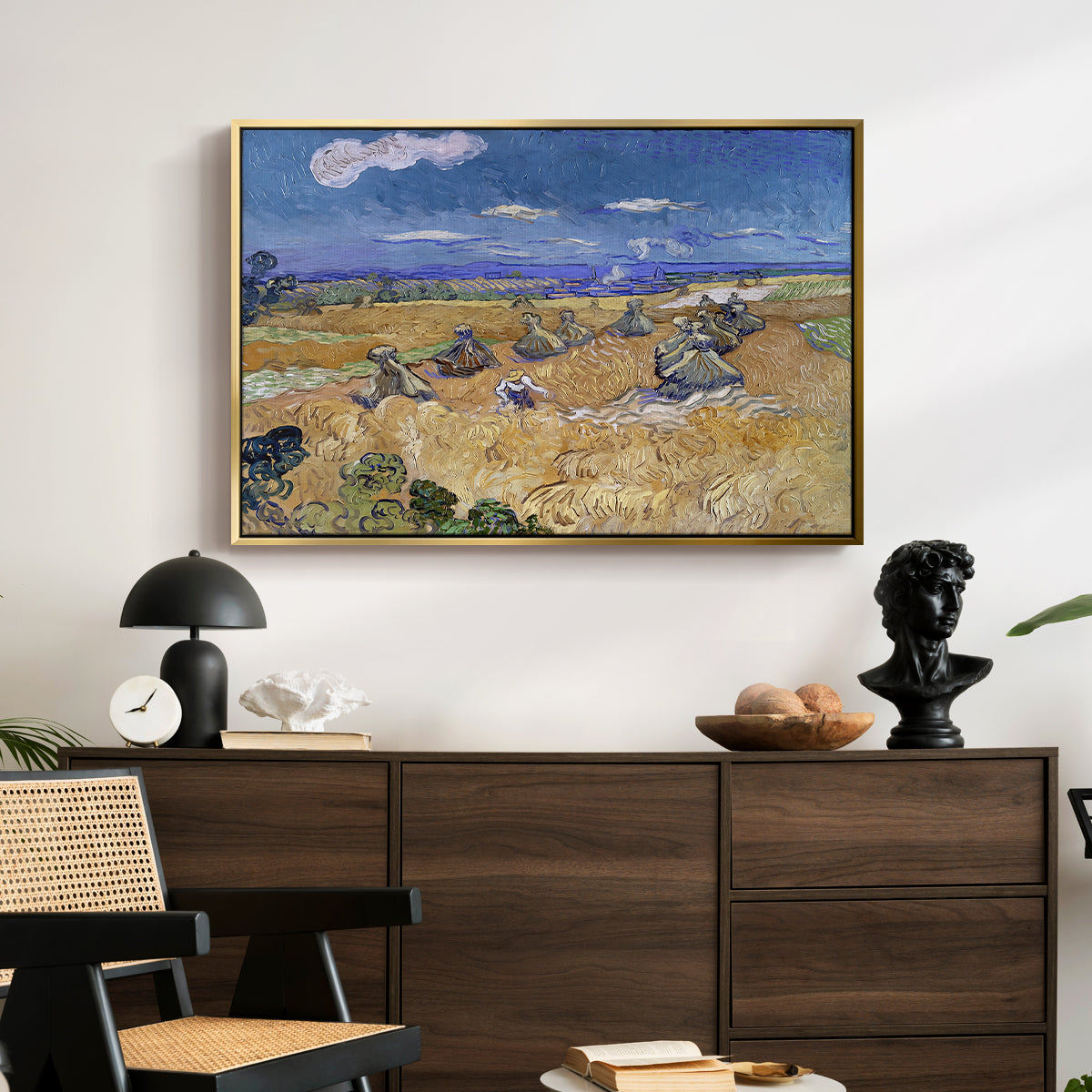 Wheat Field with Reaper, Auvers, 1888 - Floater Framed Canvas Print