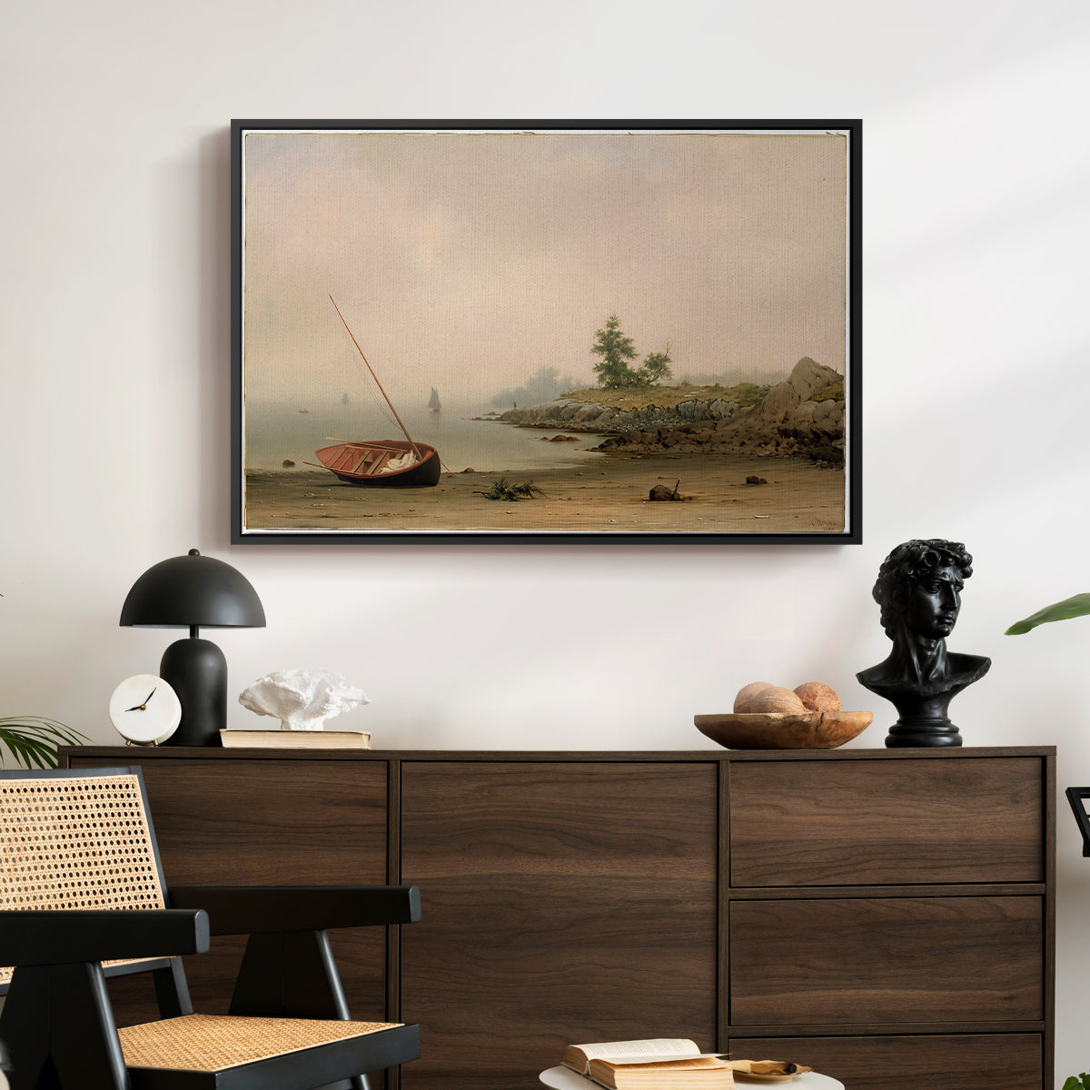 The Stranded Boat, 1863 - Floater Framed Canvas Print