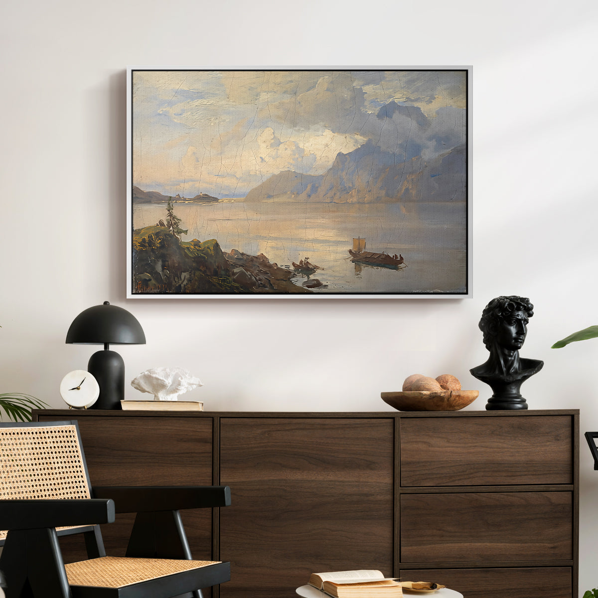 Traunsee, 1871 - Floater Framed Canvas Print