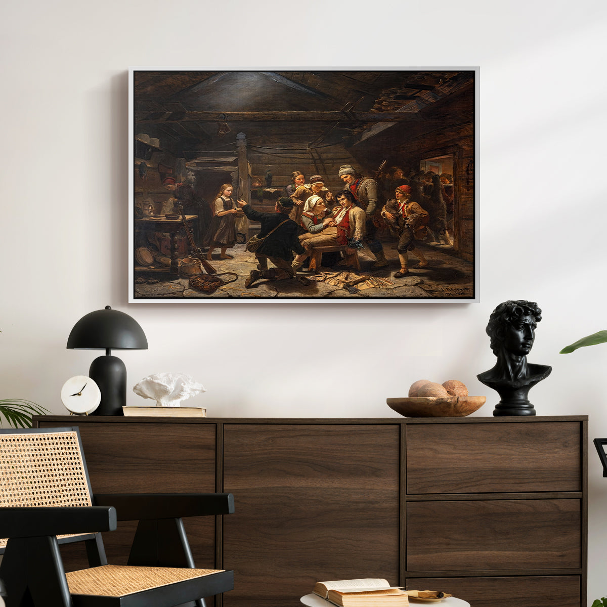 The Return of the Bear Hunter, 1856 - Floater Framed Canvas Print