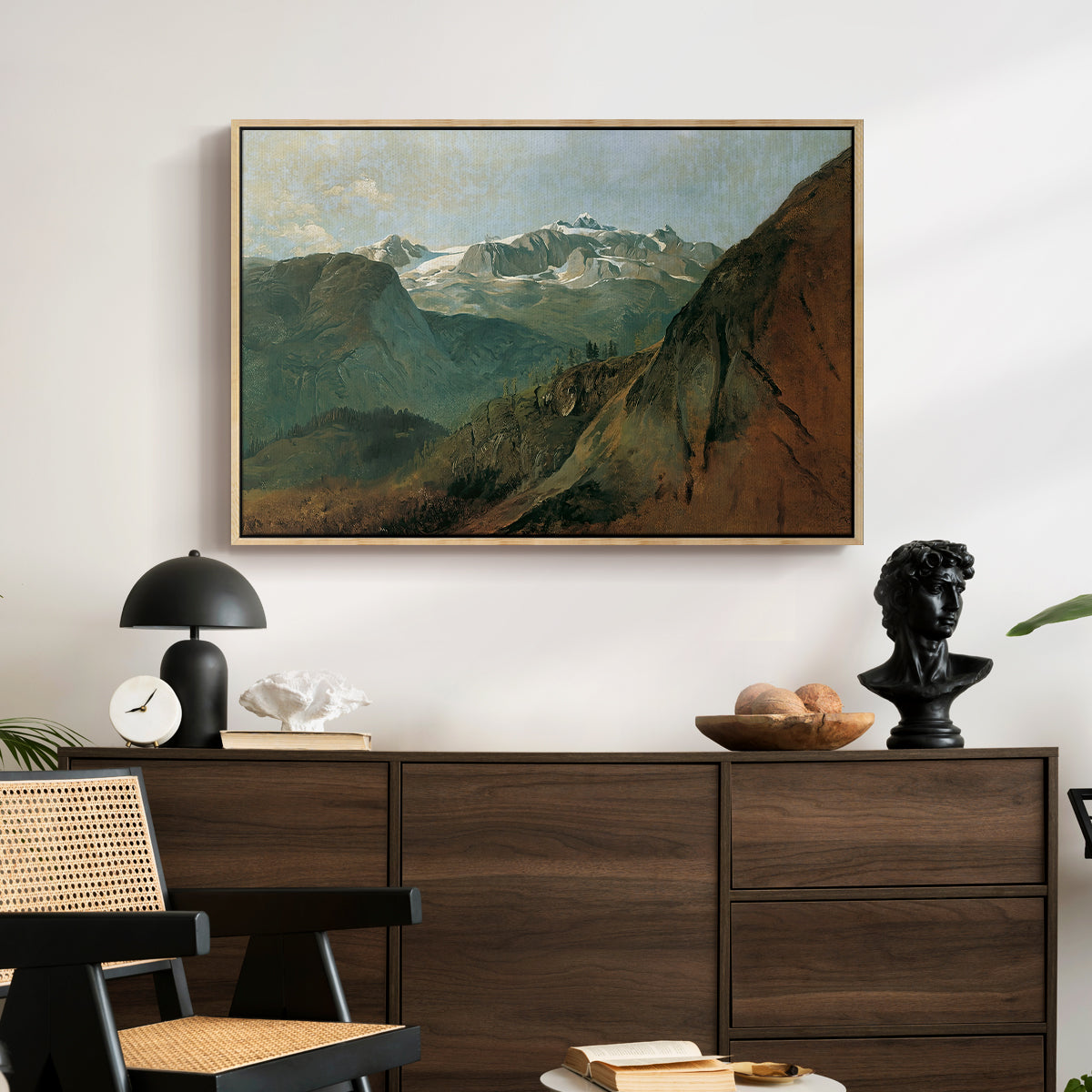 The Dachstein from the Plassen near Hallstatt, 1827 - Floater Framed Canvas Print