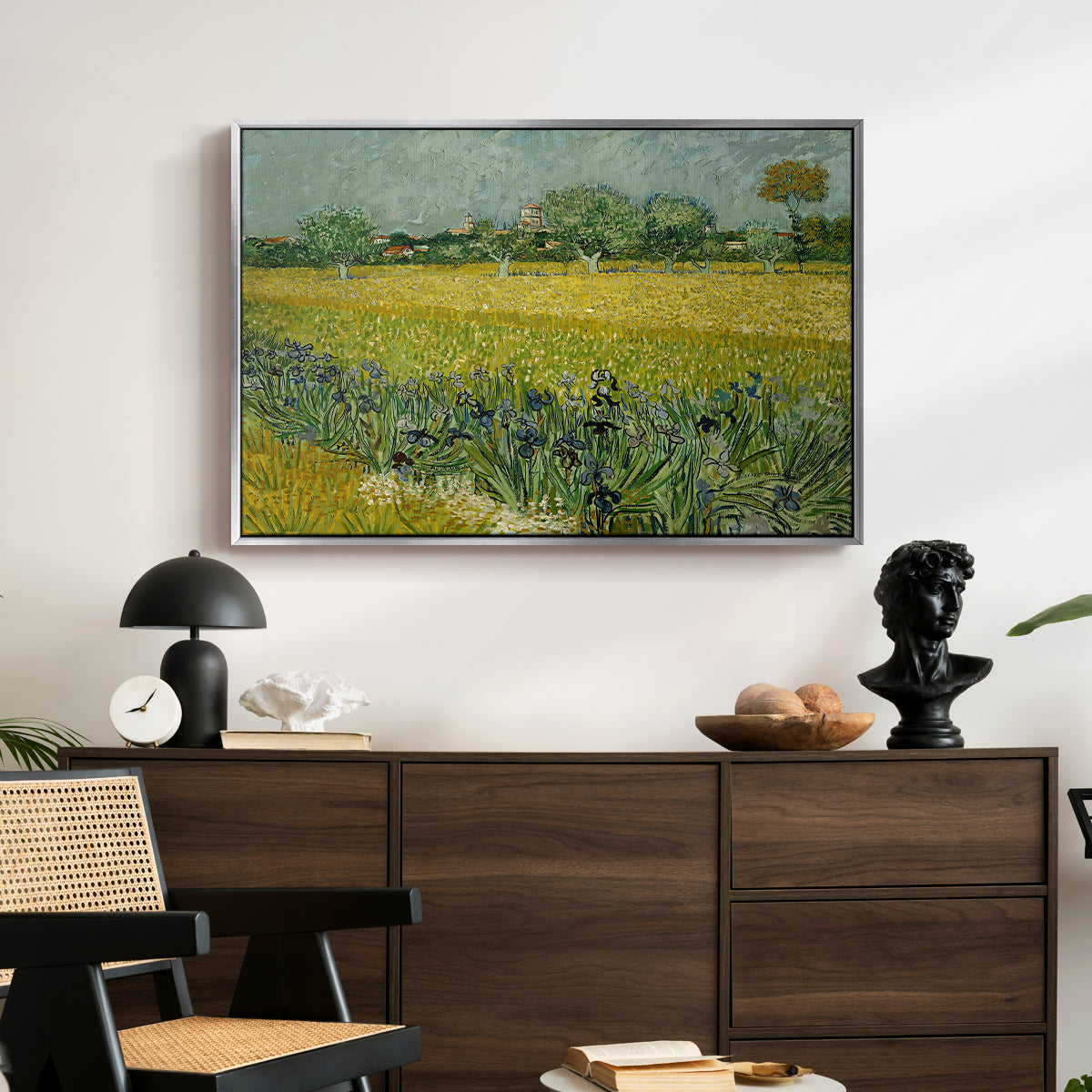 Field with Irises near Arles, 1888 - Floater Framed Canvas Print