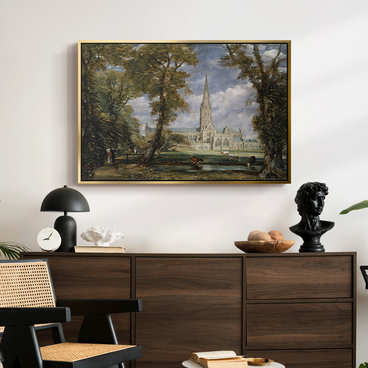Salisbury Cathedral from the Bishop's Grounds, c. 1825 - Floater Framed Canvas Print