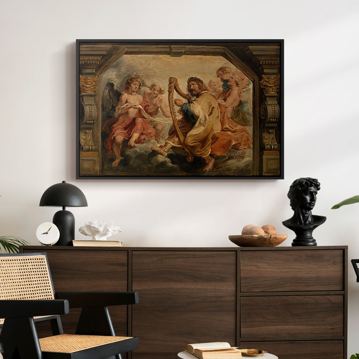 King David Playing the Harp, c. 1627-1628 - Floater Framed Canvas Print