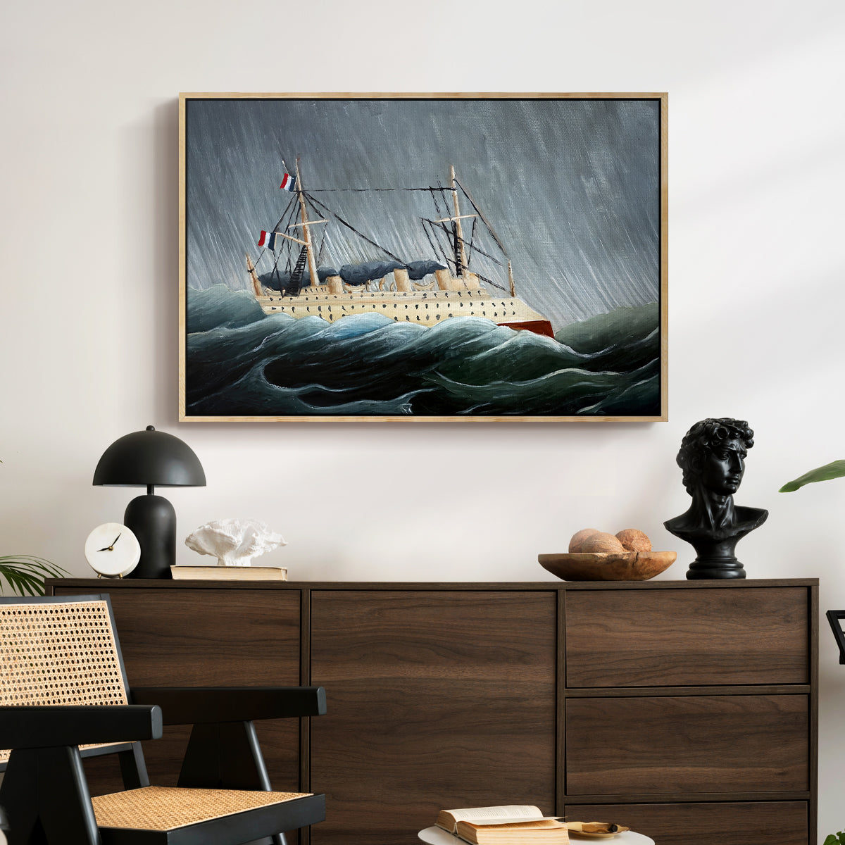 A Ship in the Storm, c. 1899 - Floater Framed Canvas Print