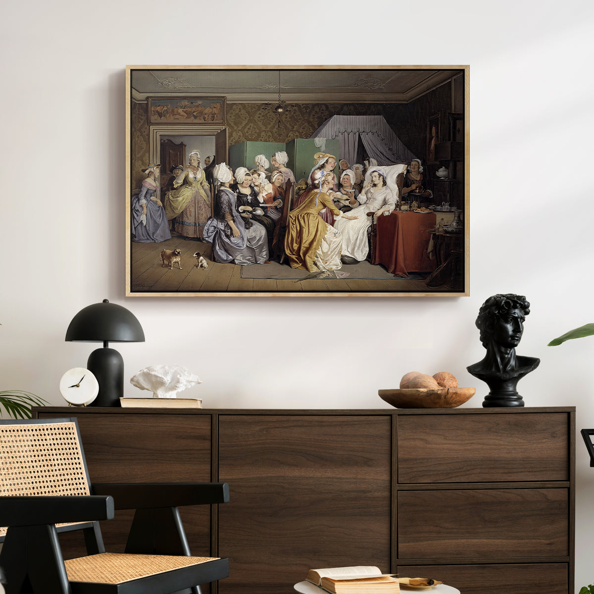 The Maternity Room (Scene from "Barselstuen"), 1845 - Floater Framed Canvas Print
