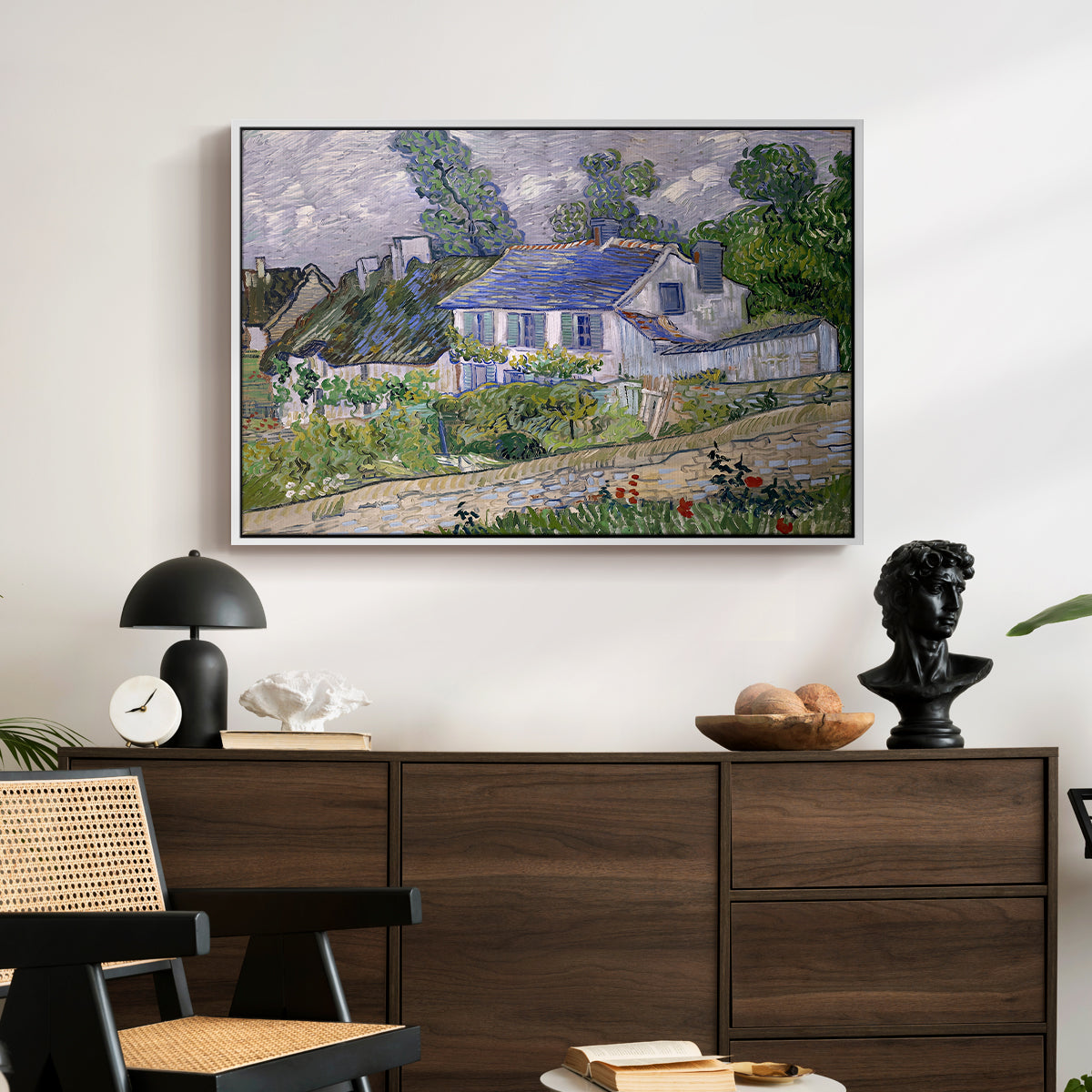 Houses in Auvers, 1890 - Floater Framed Canvas Print