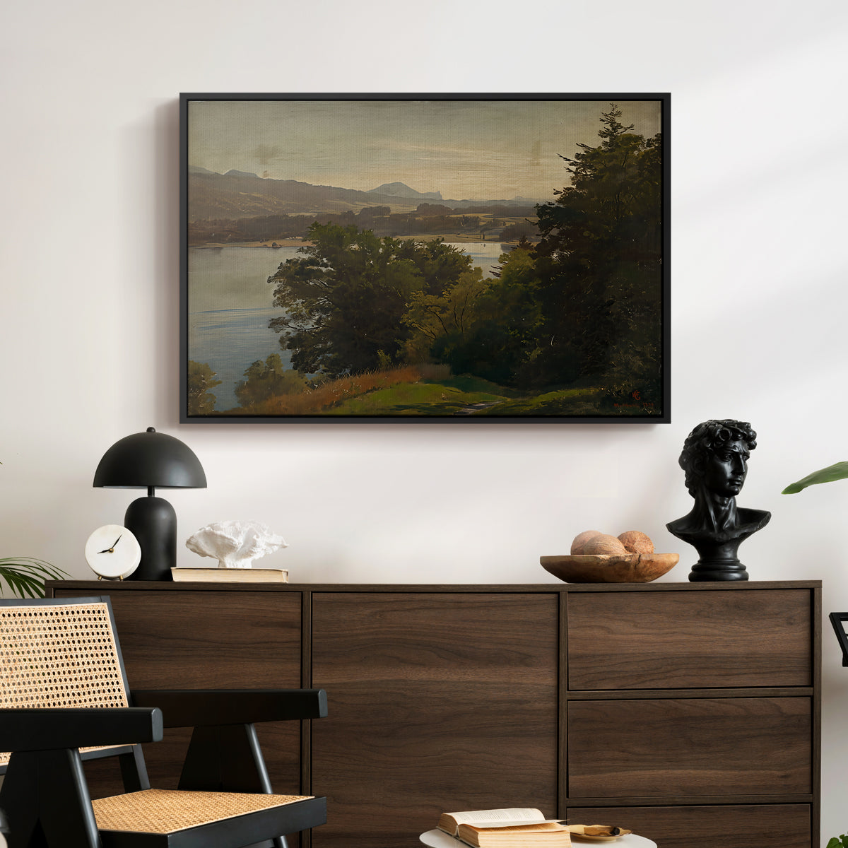 View of the Mondsee, 1870 - Floater Framed Canvas Print