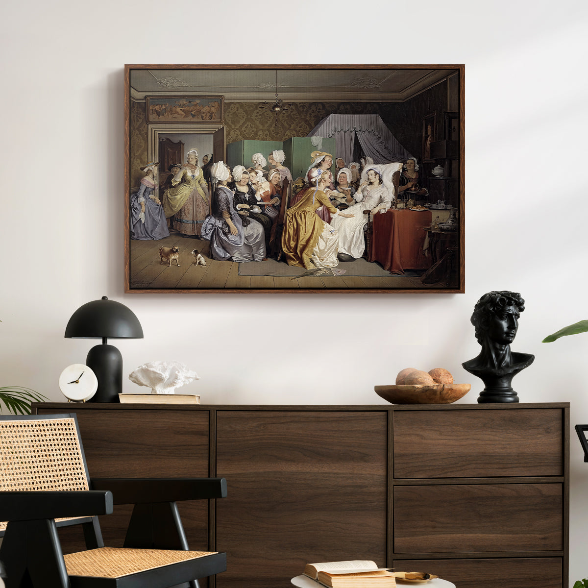 The Maternity Room (Scene from "Barselstuen"), 1845 - Floater Framed Canvas Print