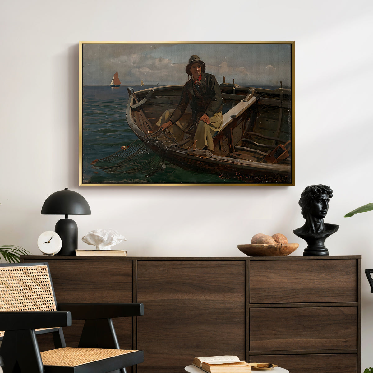 Fishermen from Rügen, 1882 - Floater Framed Canvas Print
