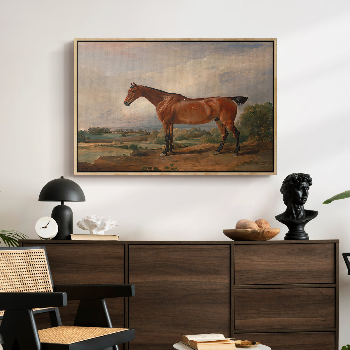 A Hunter in a Landscape, c. 1810 - Floater Framed Canvas Print