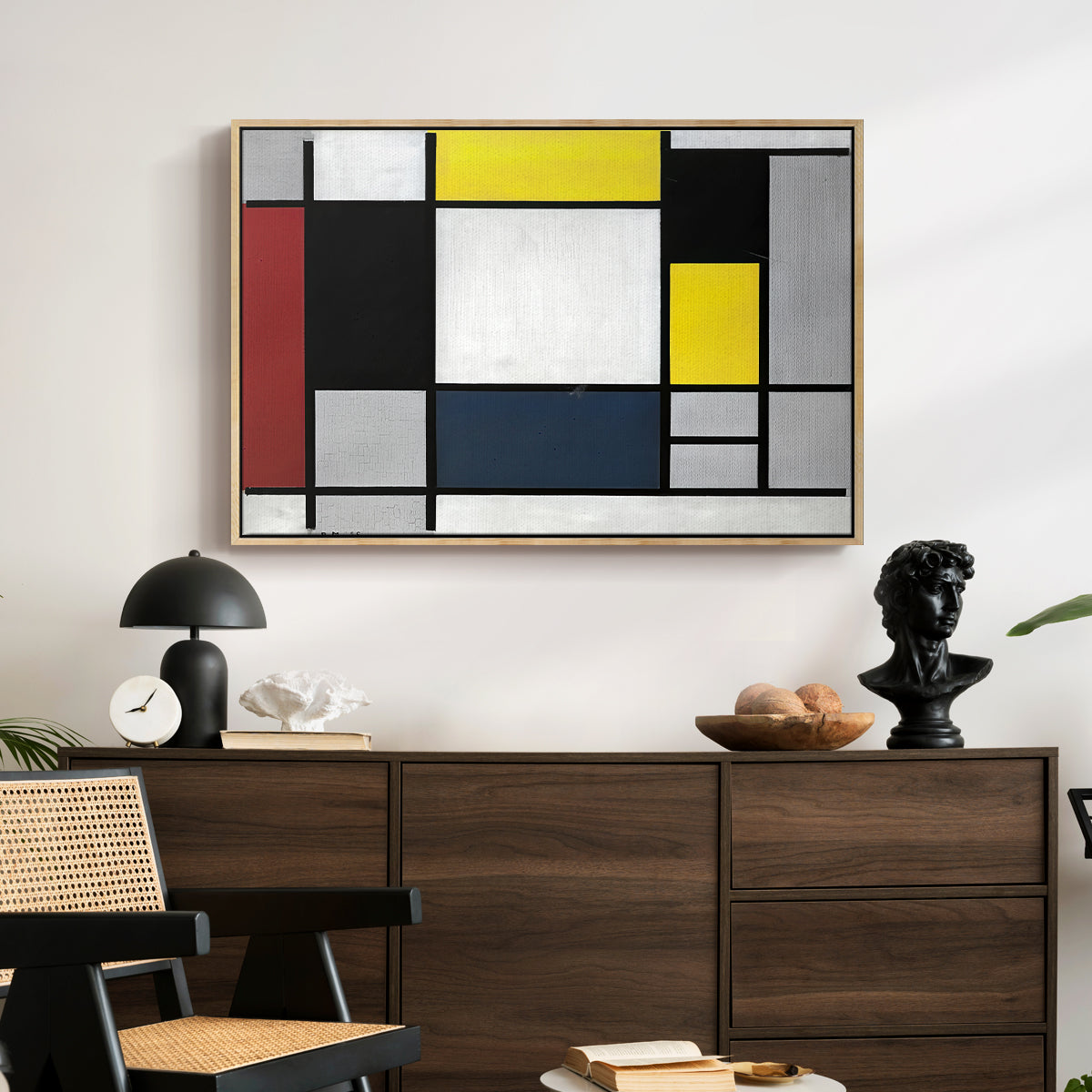 Composition with Yellow, Red, Black, Blue, and Gray, 1920 - Floater Framed Canvas Print