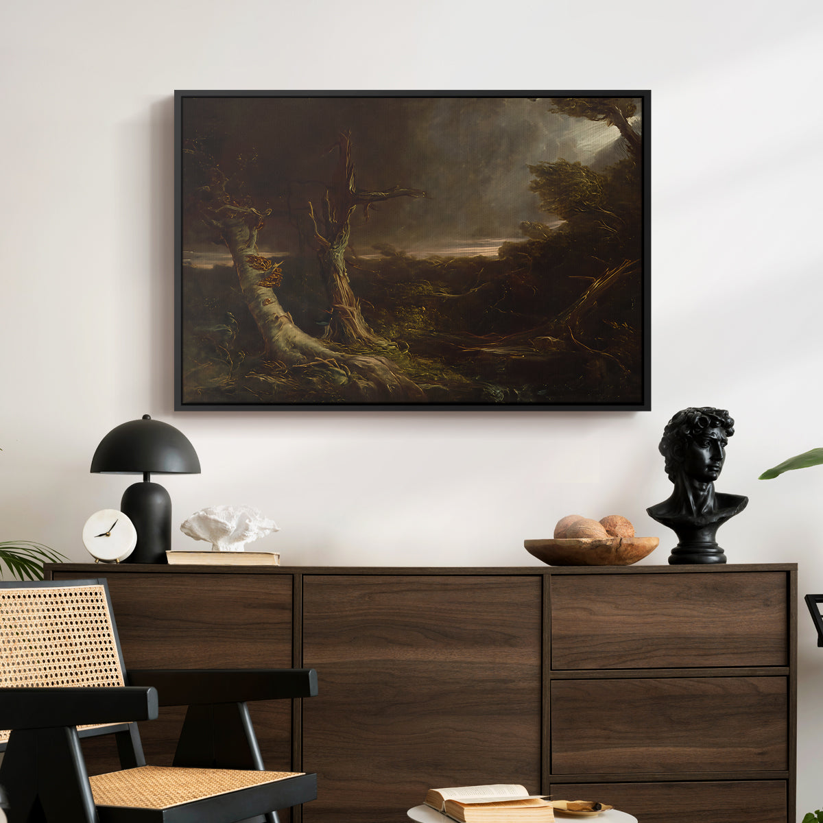 Tornado in an American Forest, 1835 - Floater Framed Canvas Print