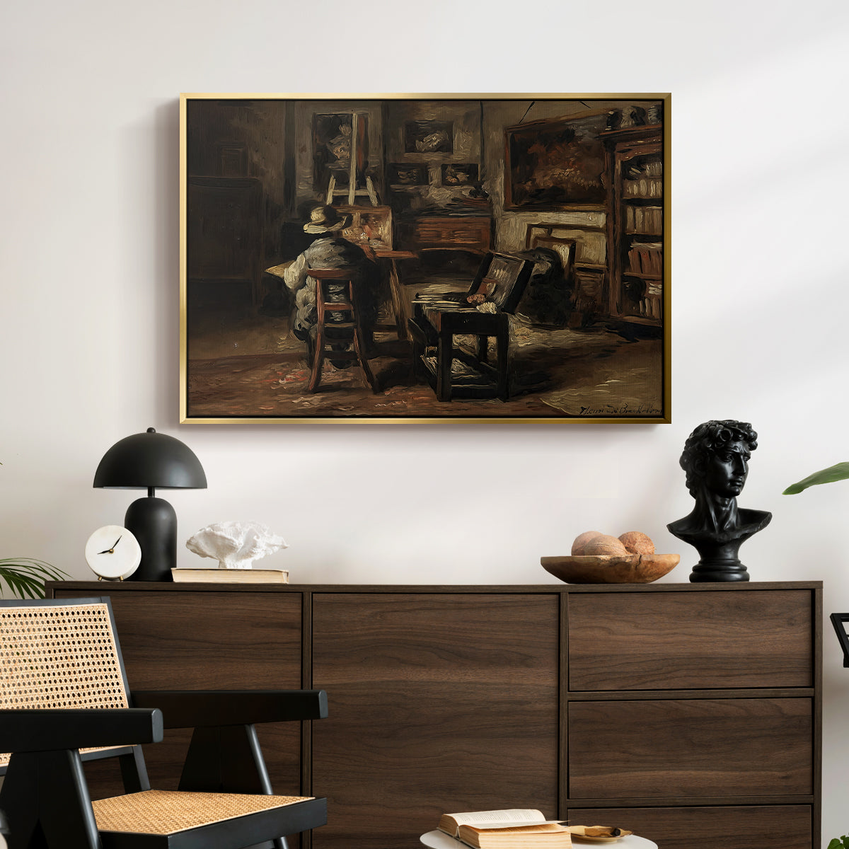 The Studio of Ferdinand De Braekeleer I, Father of the Painter, c. 1873-1885 - Floater Framed Canvas Print