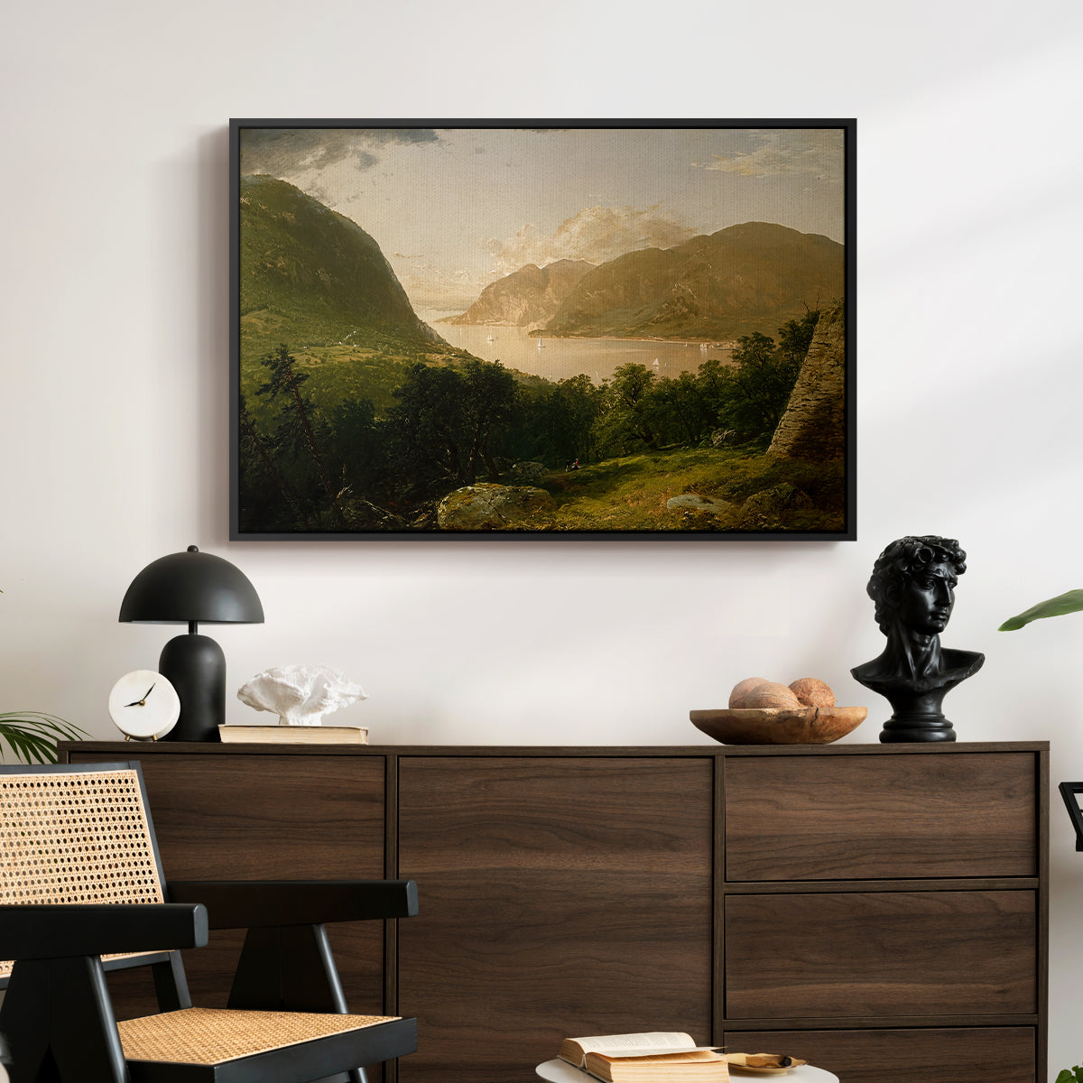 Hudson River Scene, 1857 - Floater Framed Canvas Print