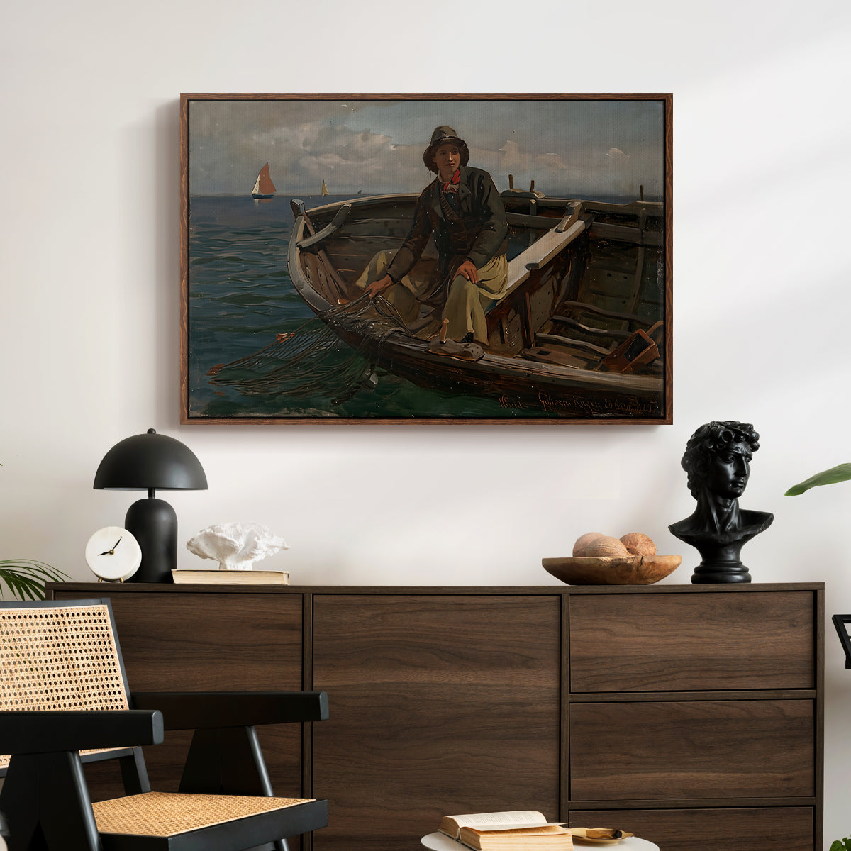 Fishermen from Rügen, 1882 - Floater Framed Canvas Print