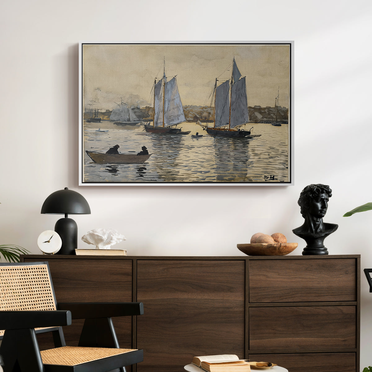 Two Schooners, Gloucester, c. 1880 - Floater Framed Canvas Print