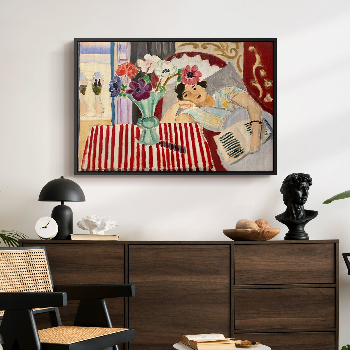 Woman with Anemones (Femme et anémones), c. 1920-1921 - Floater Framed Canvas Print