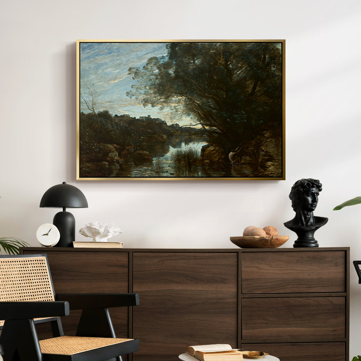 Souvenir of the Environs of Lake Nemi, 1865 - Floater Framed Canvas Print