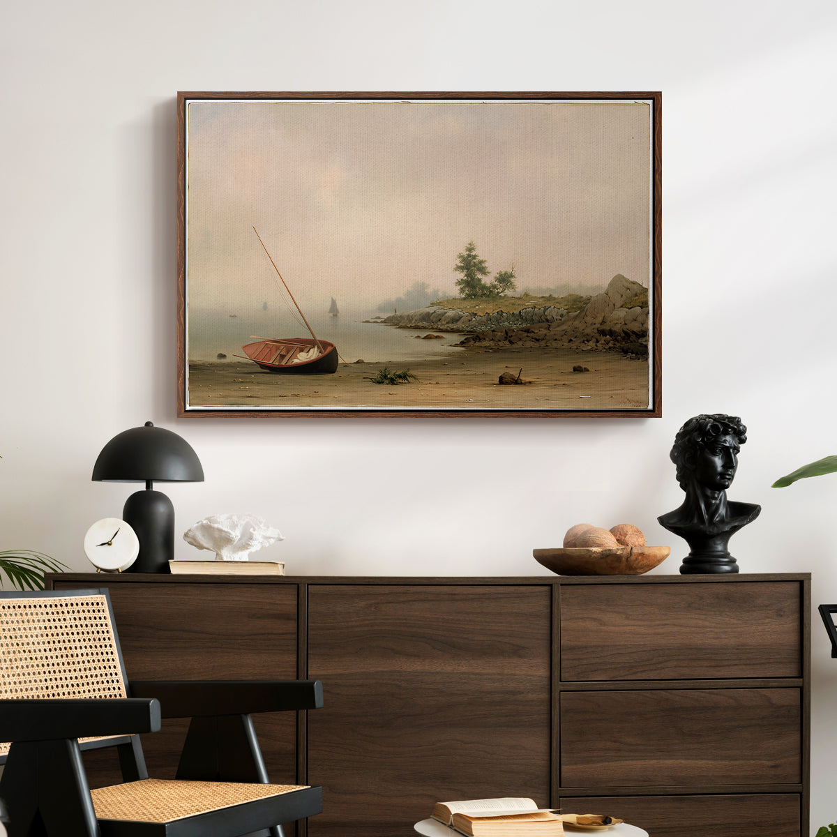 The Stranded Boat, 1863 - Floater Framed Canvas Print