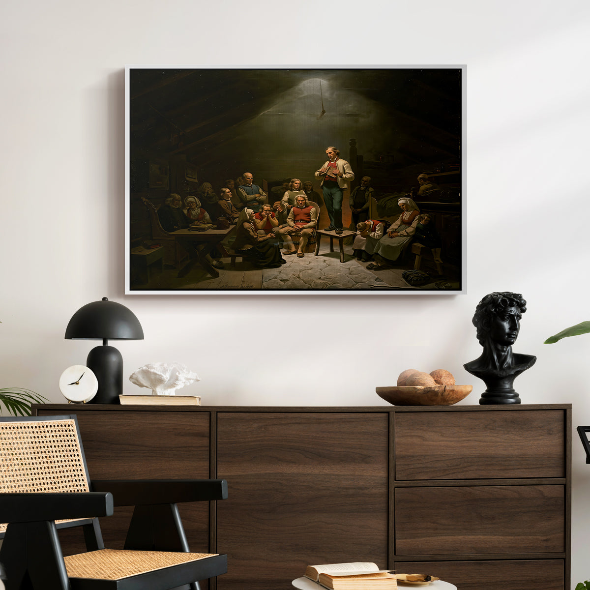 Low Church Devotion (Haugianerne), 1848 - Floater Framed Canvas Print