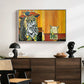 Woman Yelling at a Cat Meme (Picasso Parody) - Floater Framed Canvas Print