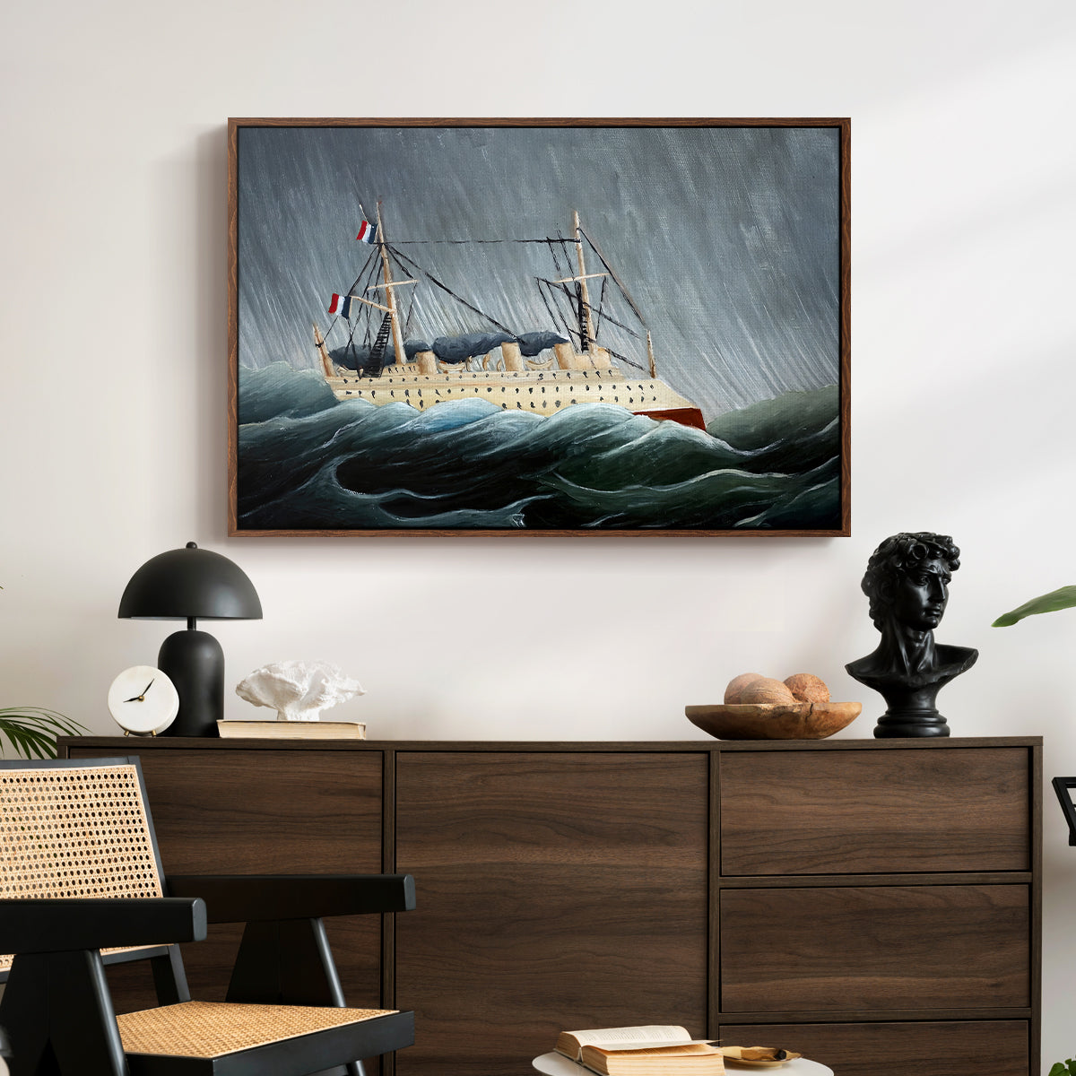 A Ship in the Storm, c. 1899 - Floater Framed Canvas Print