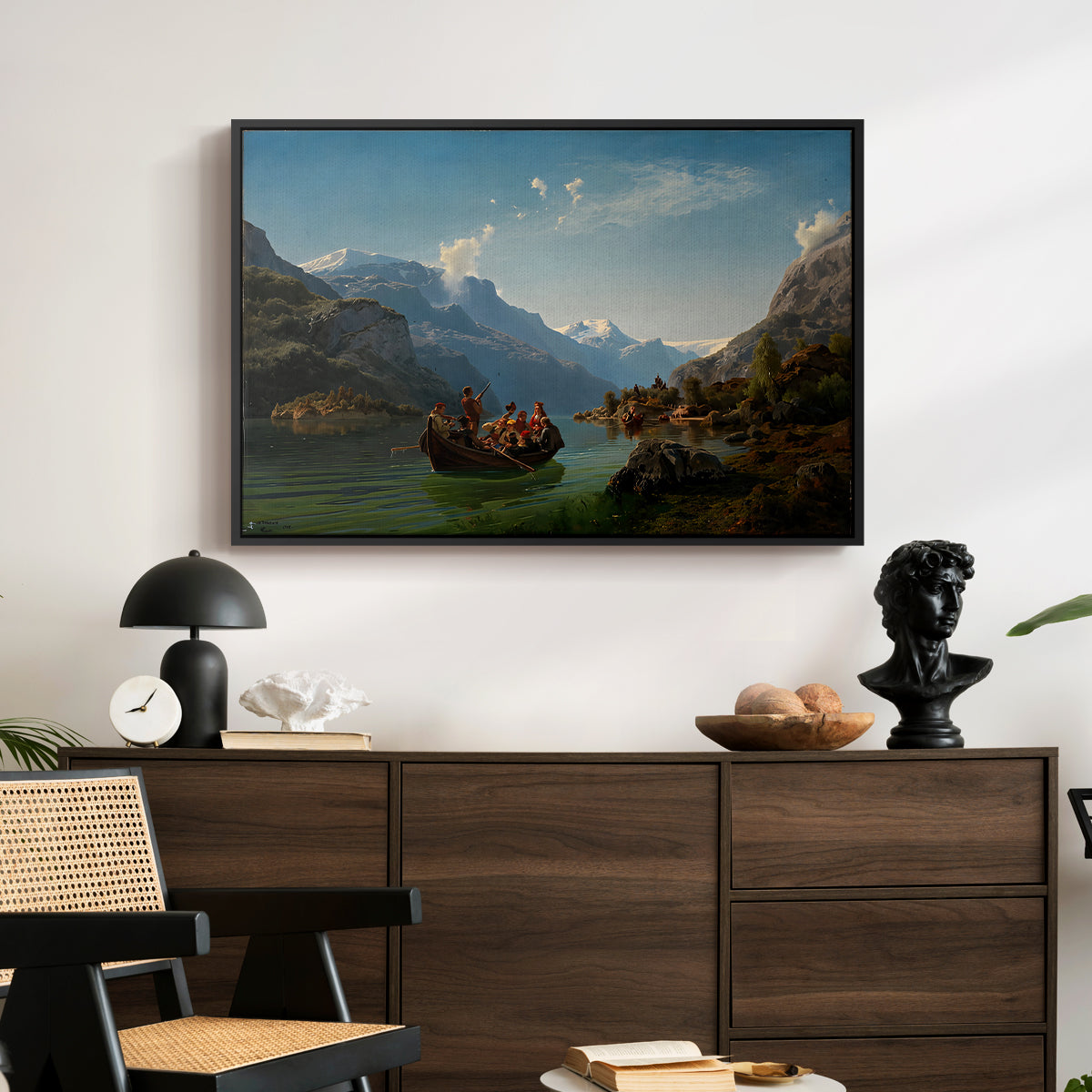 Bridal Procession on the Hardangerfjord, 1848 - Floater Framed Canvas Print