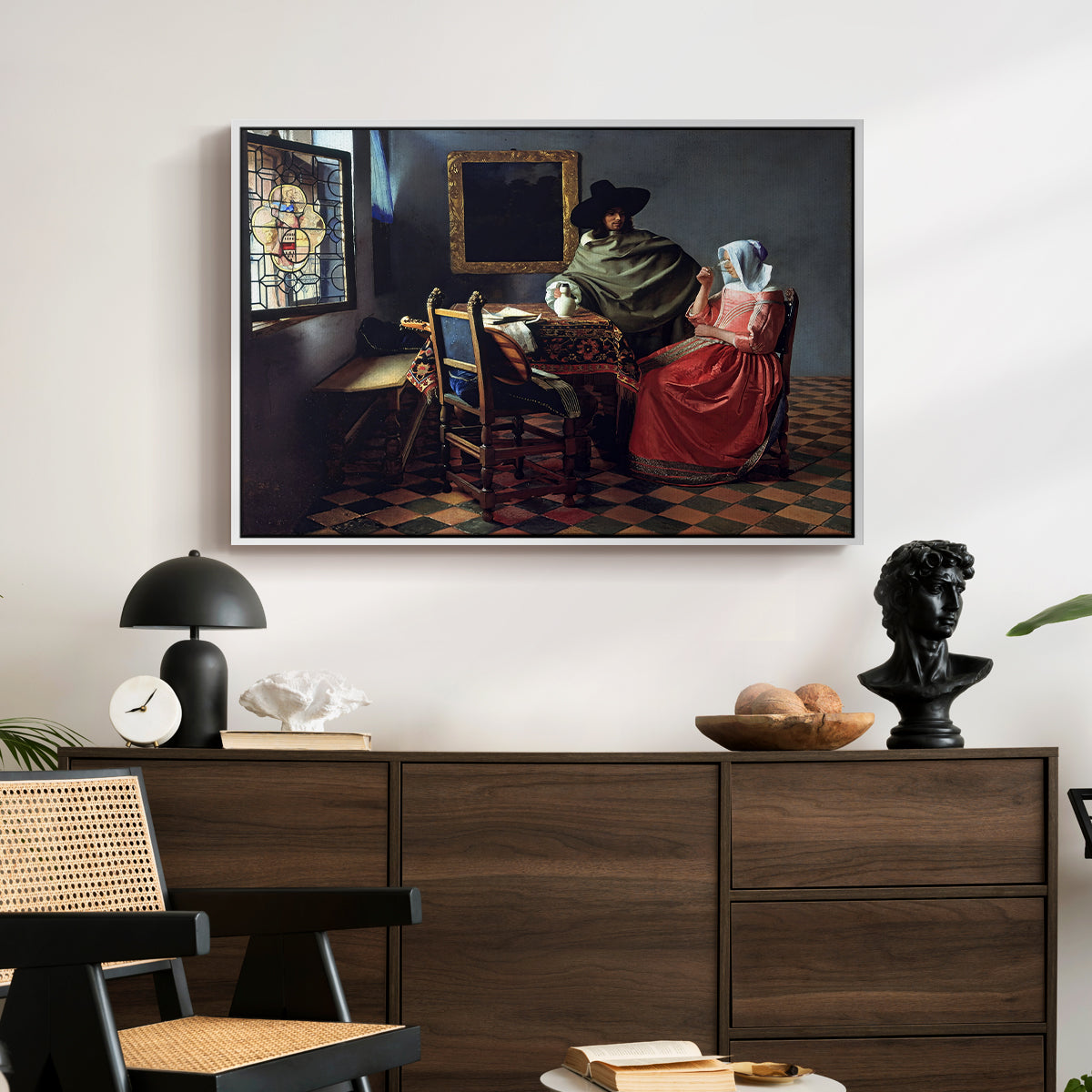 The Glass of Wine, c. 1660 - Floater Framed Canvas Print