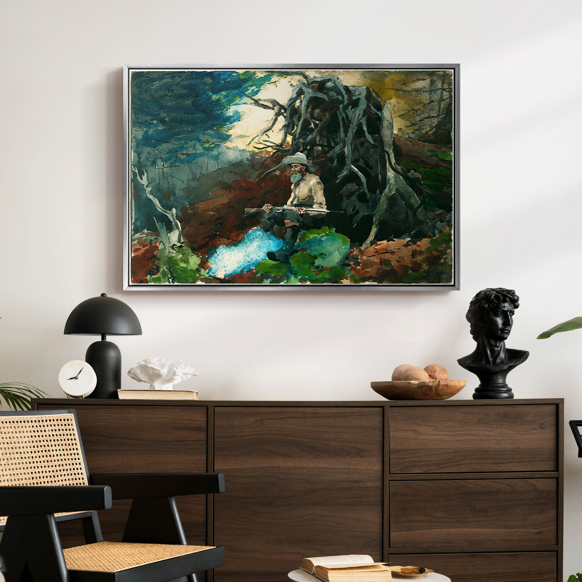 Campfire, Adirondacks, 1892 - Floater Framed Canvas Print