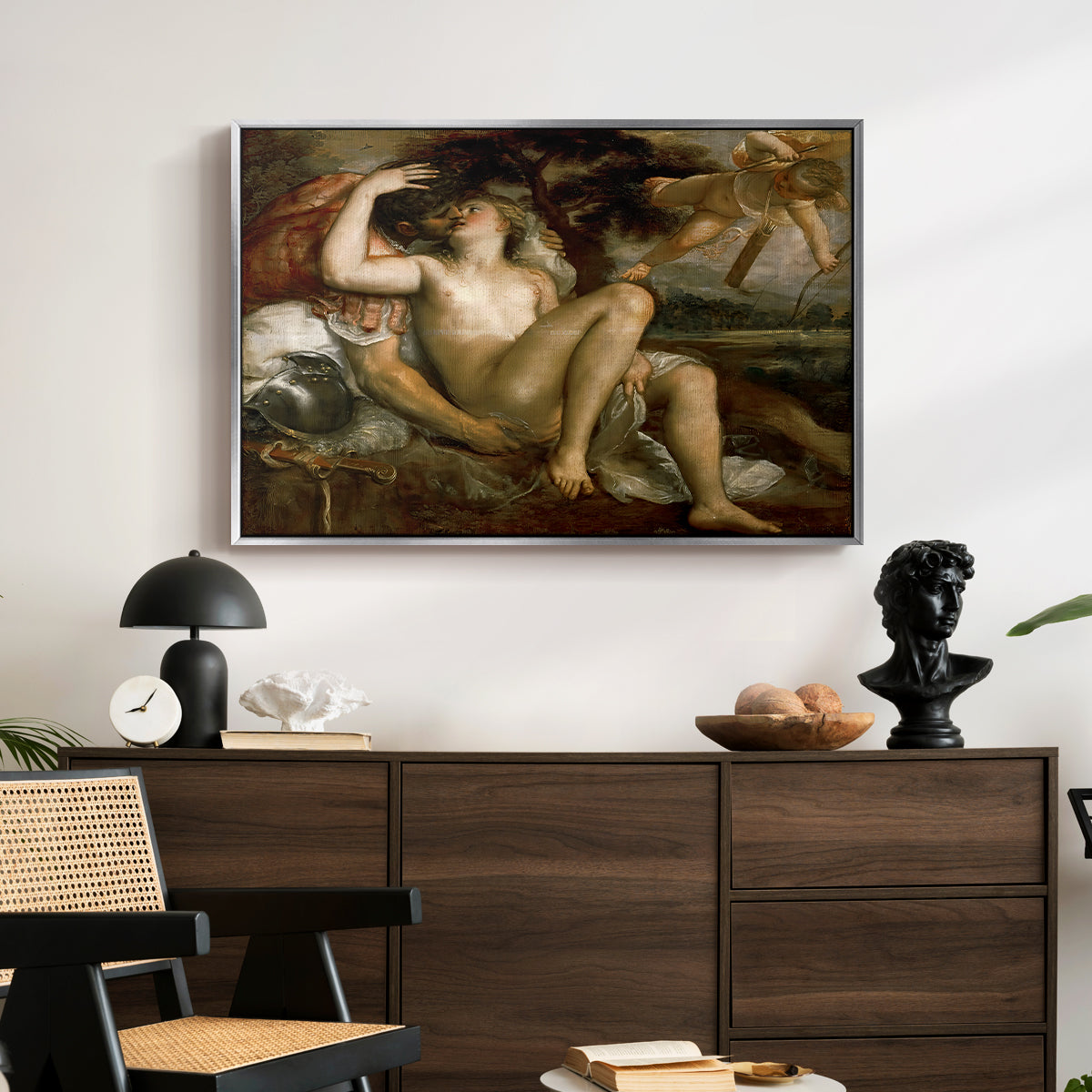 Mars, Venus and Cupid, c. 1530 - Floater Framed Canvas Print