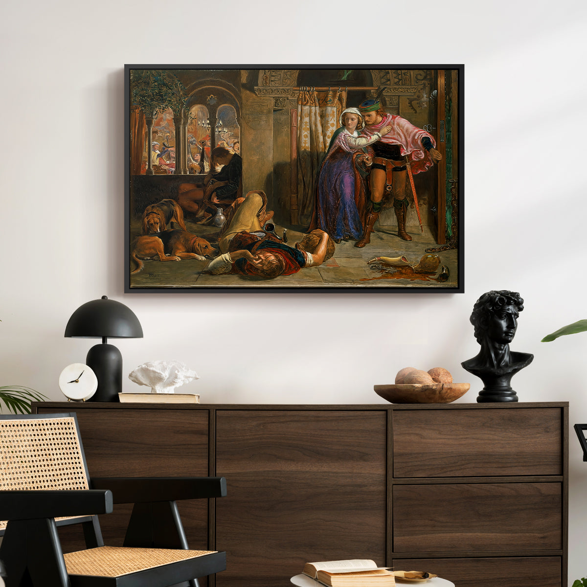 The Flight of Madeline and Porphyro, 1848 - Floater Framed Canvas Print