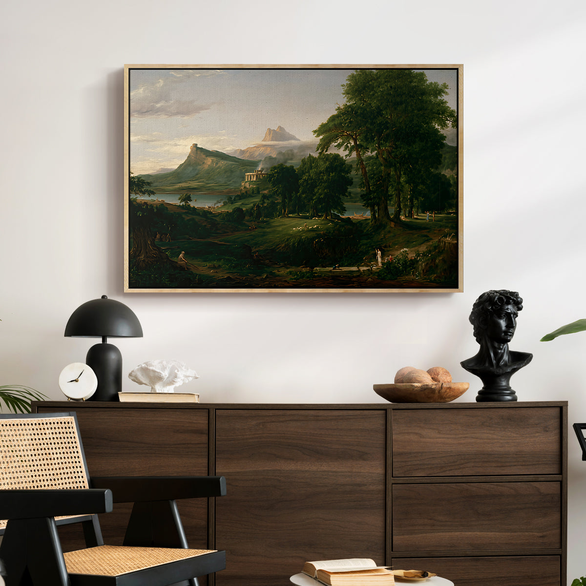 The Course of Empire: The Arcadian or Pastoral State, 1834 - Floater Framed Canvas Print