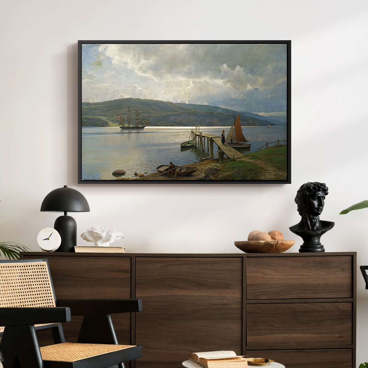 The Jetty at Feste near Moss, 1898 - Floater Framed Canvas Print