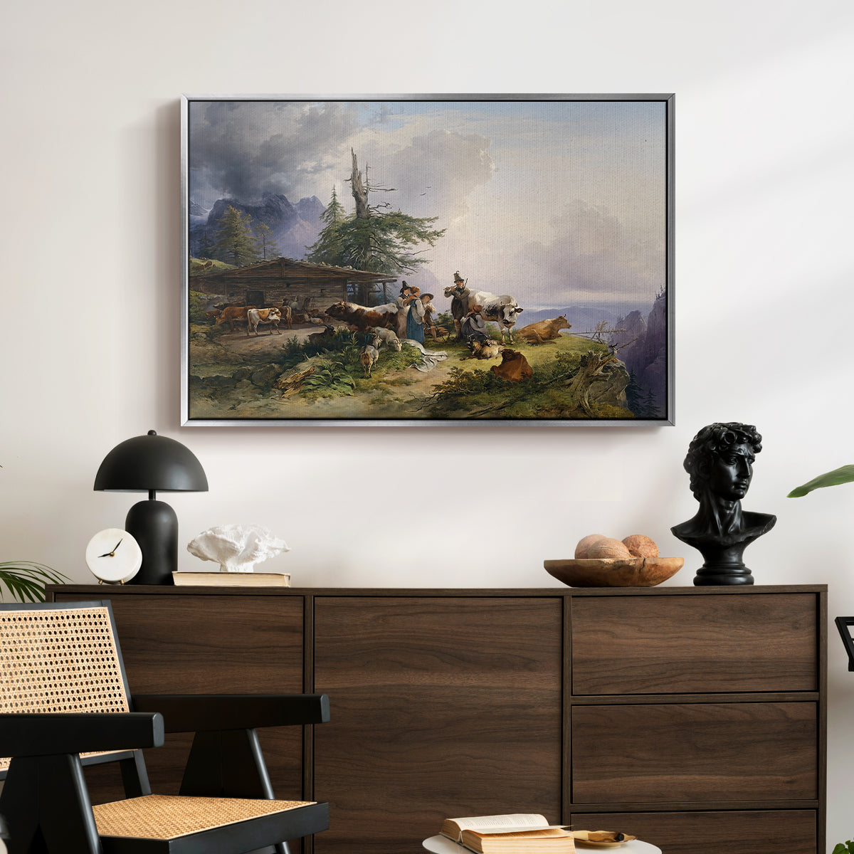 An Alpine Farm on the Untersberg, 1835 - Floater Framed Canvas Print