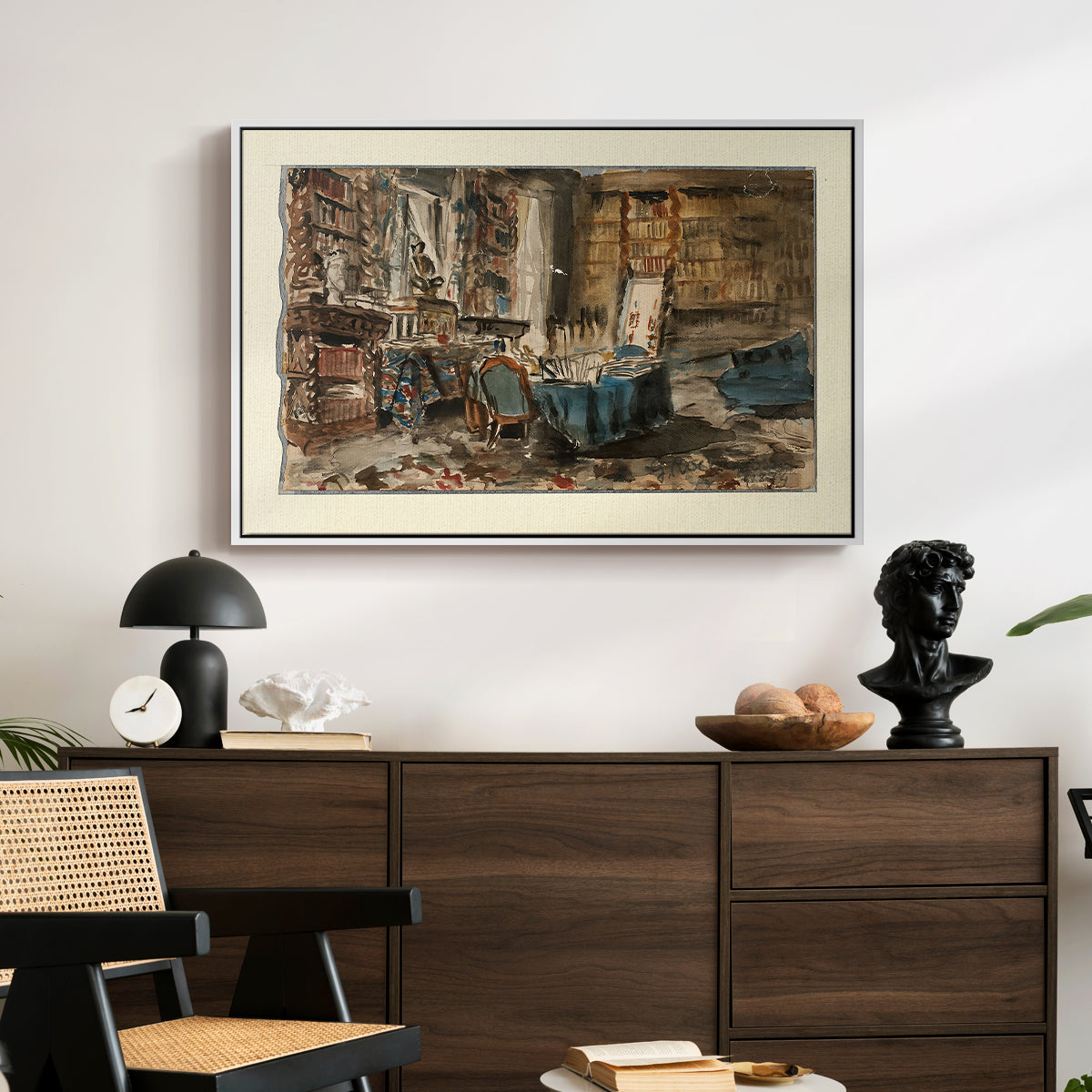Cabinet de Flaubert à Croisset, 1874 - Floater Framed Canvas Print