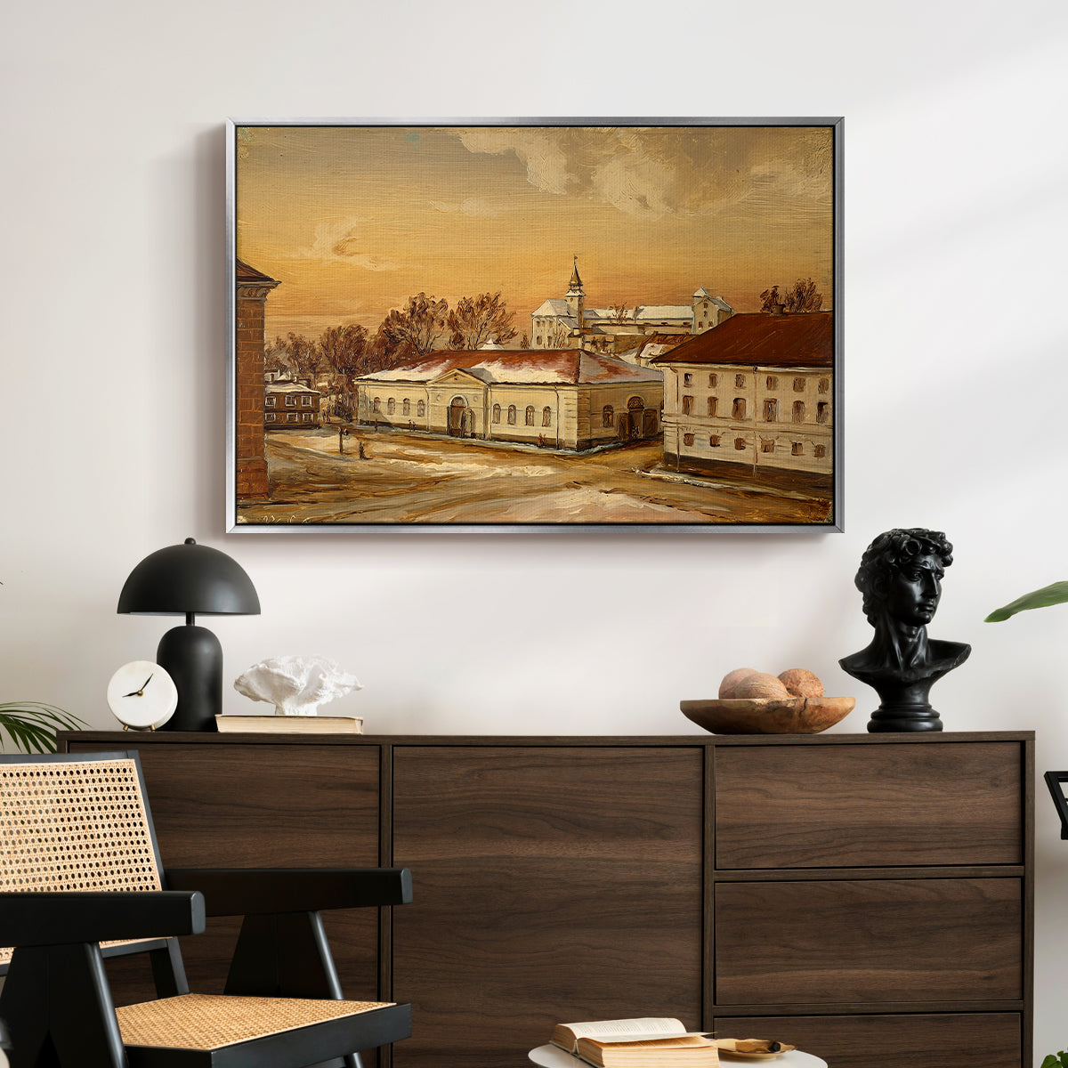 The Riding School at Akershus Castle, 1846 - Floater Framed Canvas Print