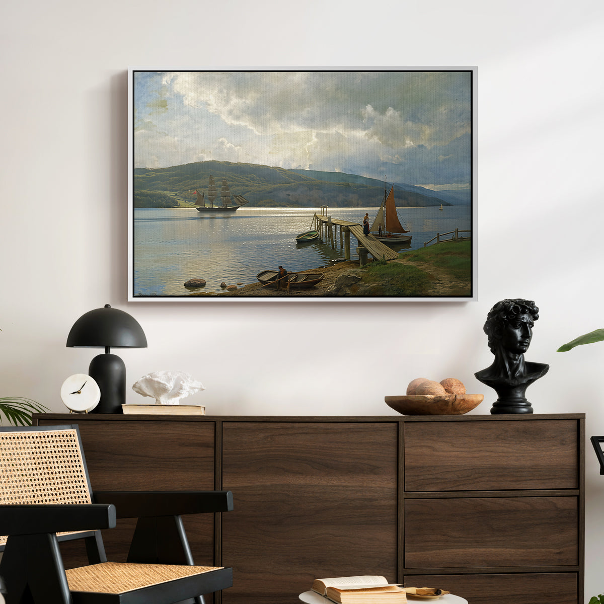 The Jetty at Feste near Moss, 1898 - Floater Framed Canvas Print