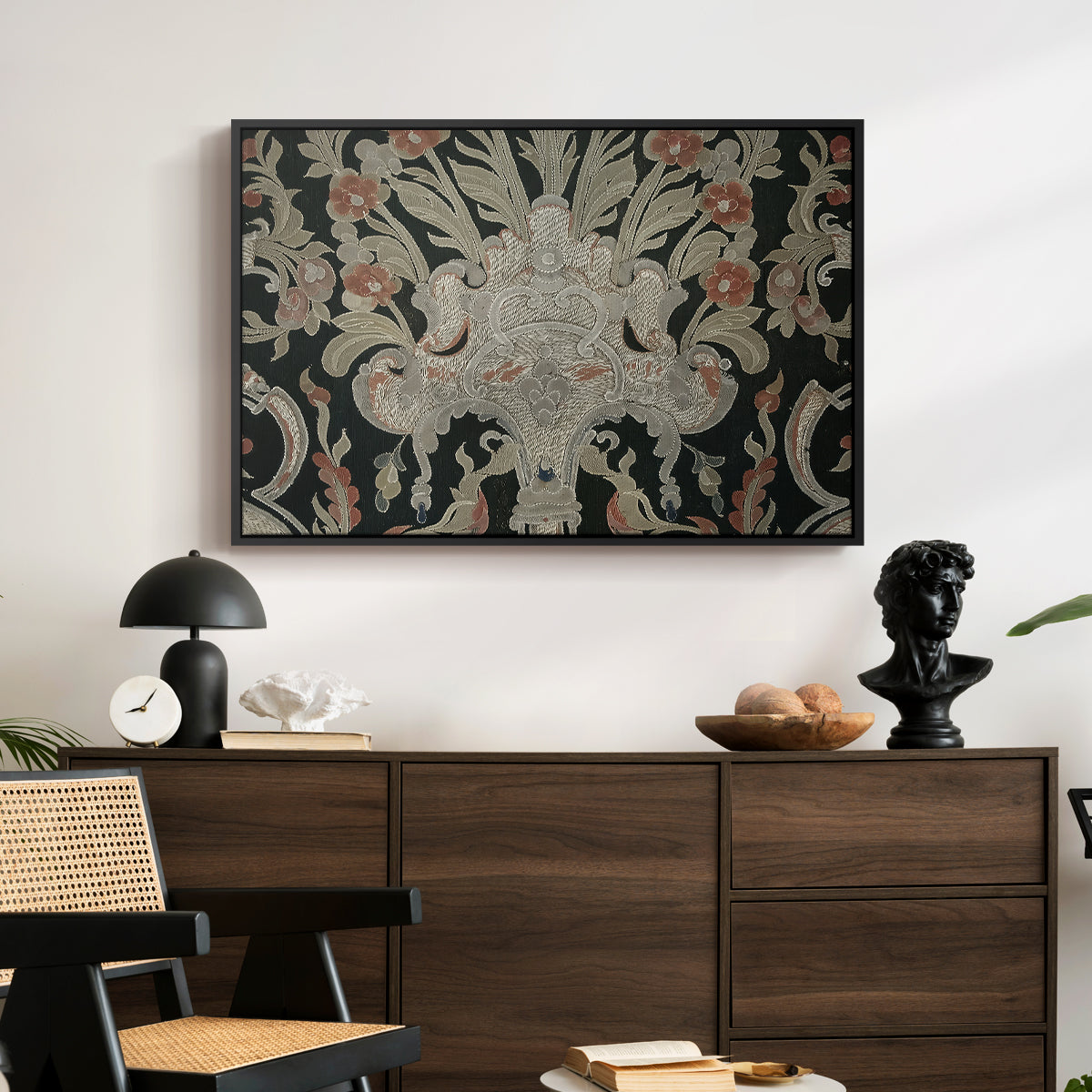 Hanging (Printed Textile), c. 18th Century - Floater Framed Canvas Print